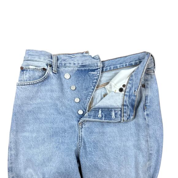 Agolde Criss Cross Jeans Blue Denim Asymmetric Straight Leg High Rise size 26 - Picture 5 of 10